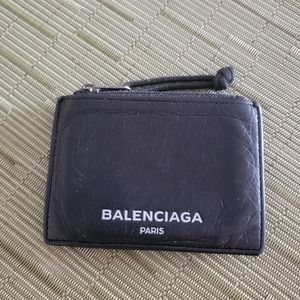 Balenciaga Arena wallet cardholder card holder coin zipper slot black leather